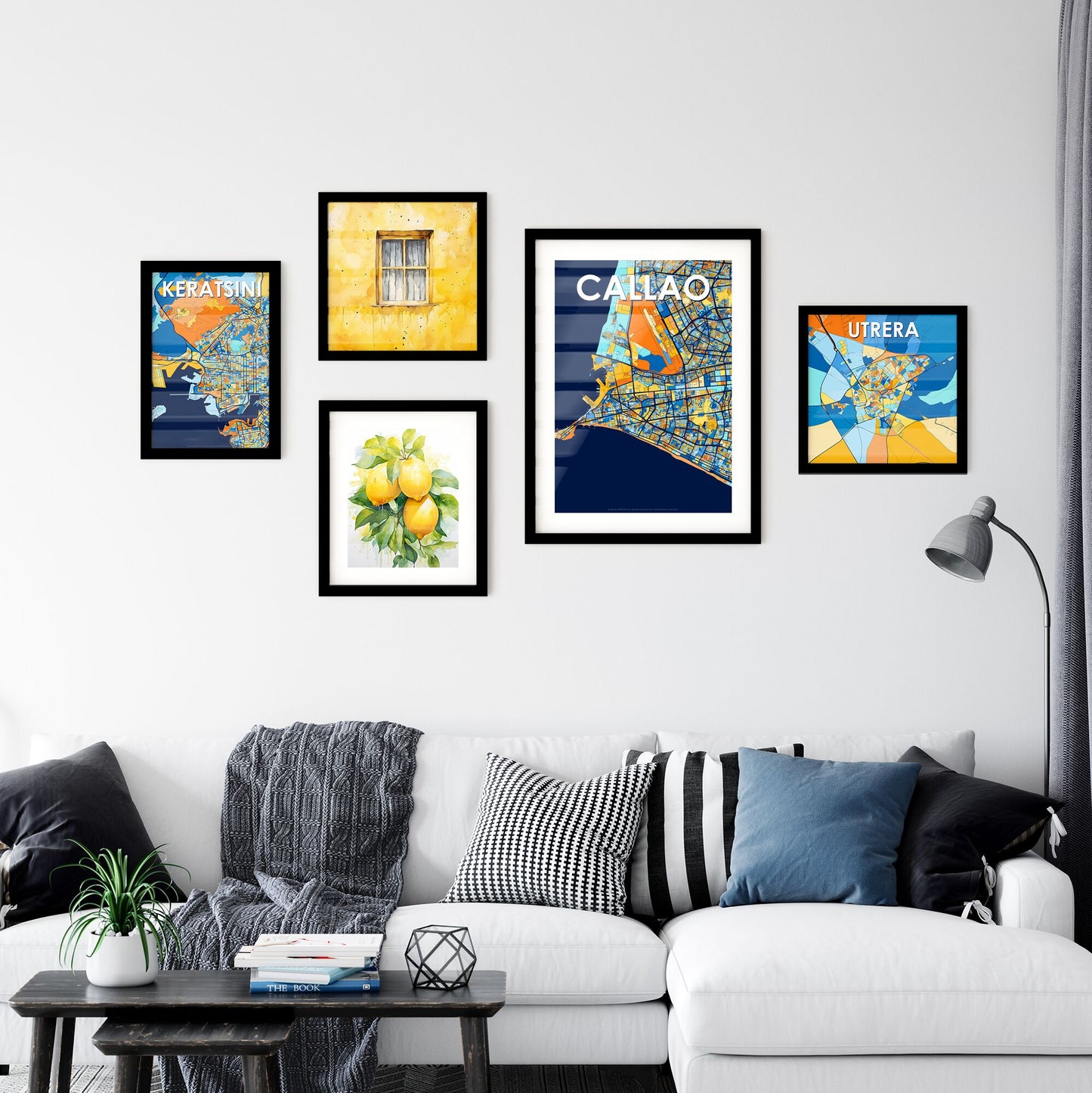 CALLAO PERU Vibrant Colorful Art Map Poster Blue Orange