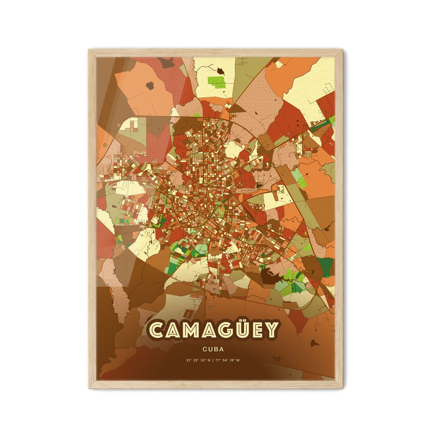 Colorful Camagüey Cuba Fine Art Map Farmhouse