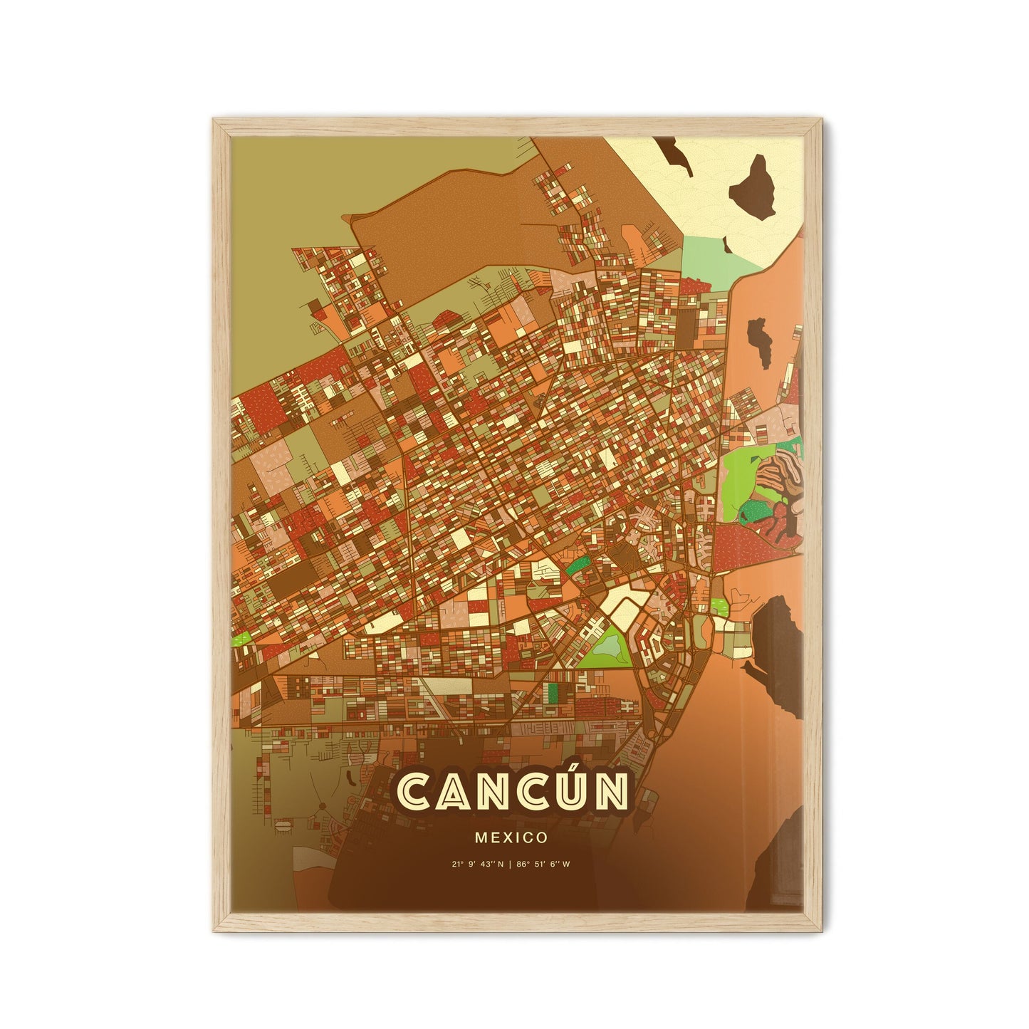Colorful Cancún Mexico Fine Art Map Farmhouse