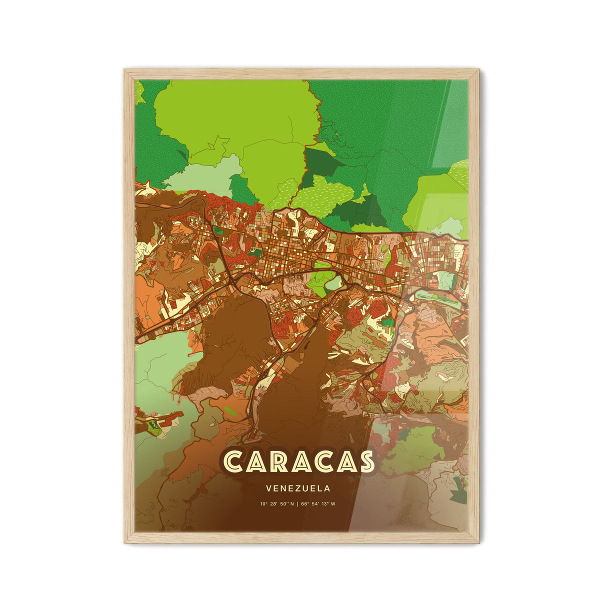 Colorful Caracas Venezuela Fine Art Map Farmhouse
