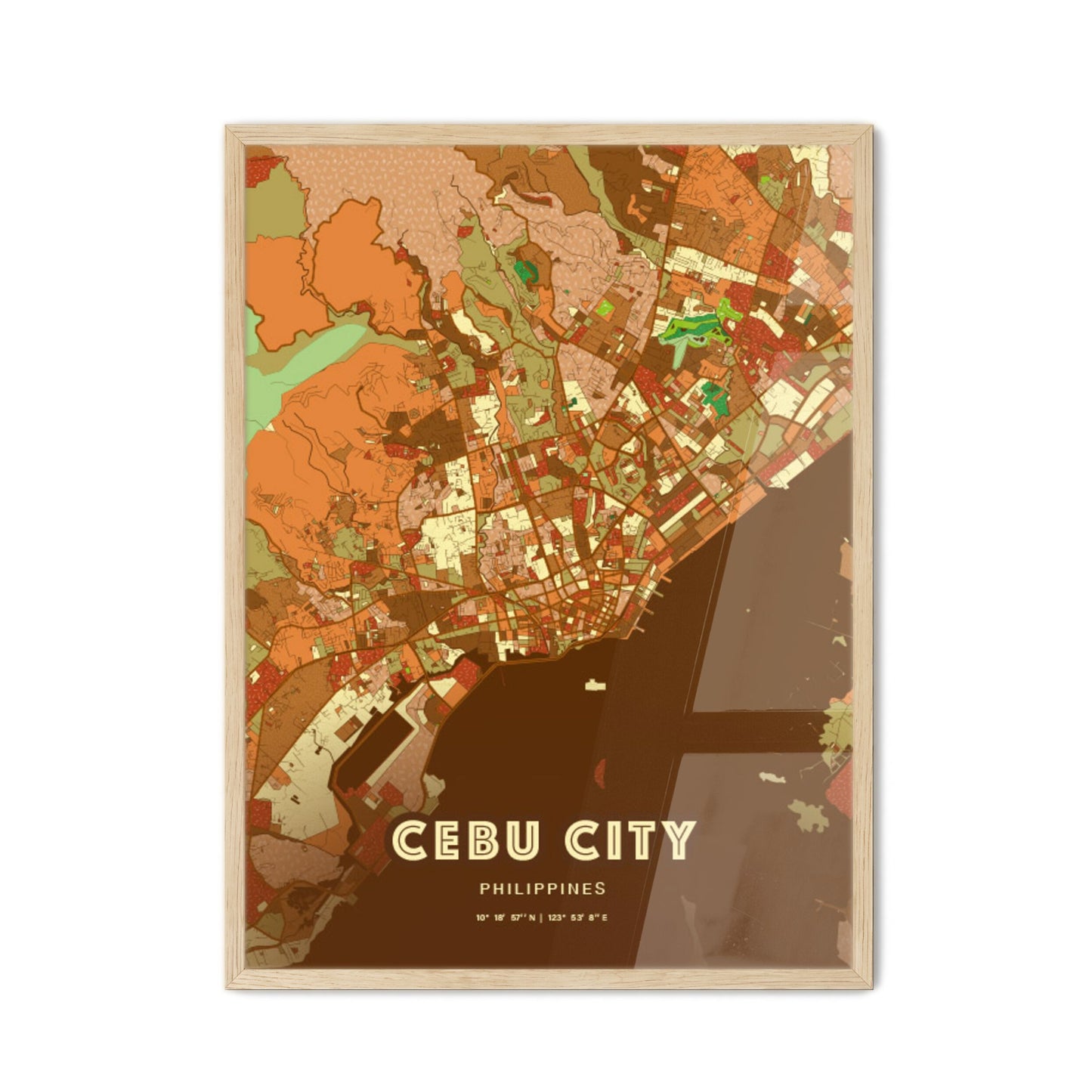 Colorful Cebu City Philippines Fine Art Map Farmhouse