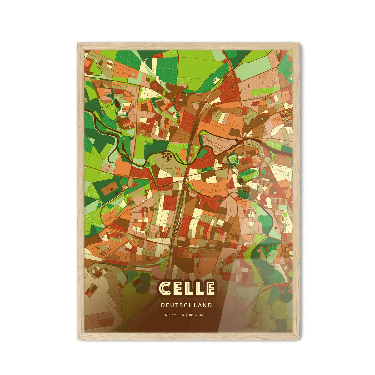 Colorful Celle Germany Fine Art Map Farmhouse