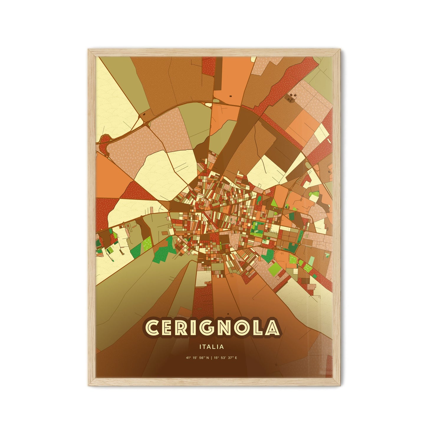 Colorful Cerignola Italy Fine Art Map Farmhouse