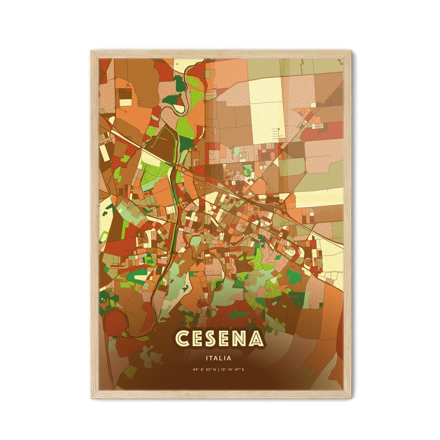Colorful Cesena Italy Fine Art Map Farmhouse