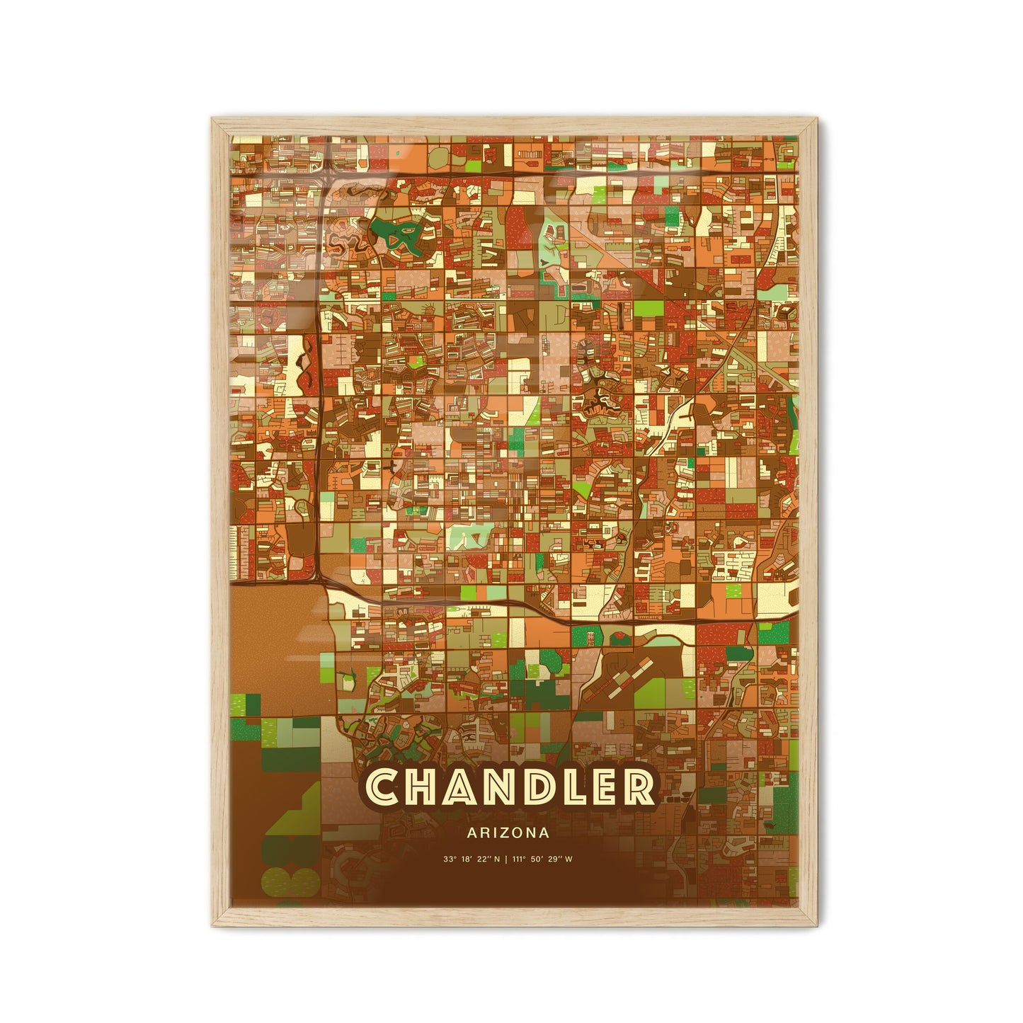 Colorful Chandler Arizona Fine Art Map Farmhouse