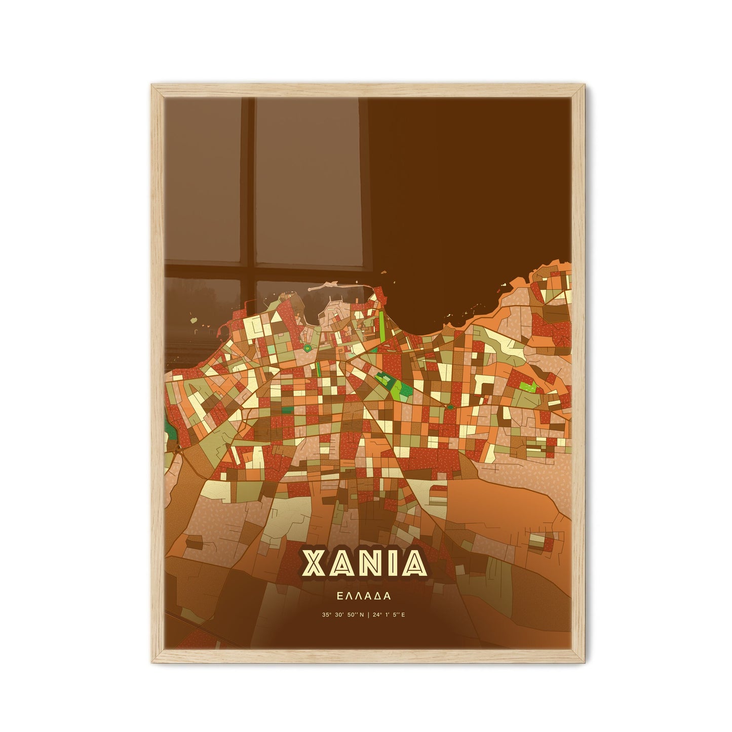 Colorful Chania Greece Fine Art Map Farmhouse