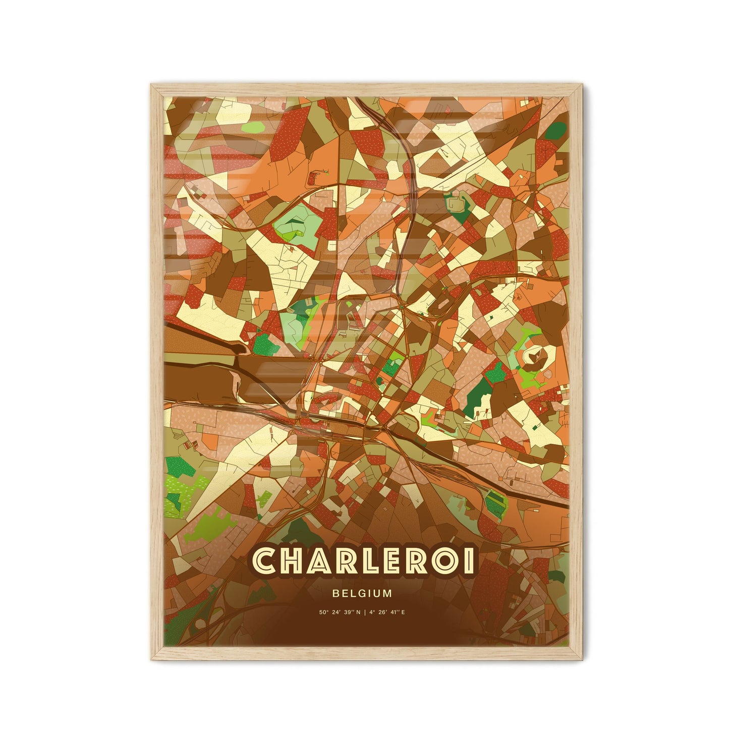 Colorful Charleroi Belgium Fine Art Map Farmhouse