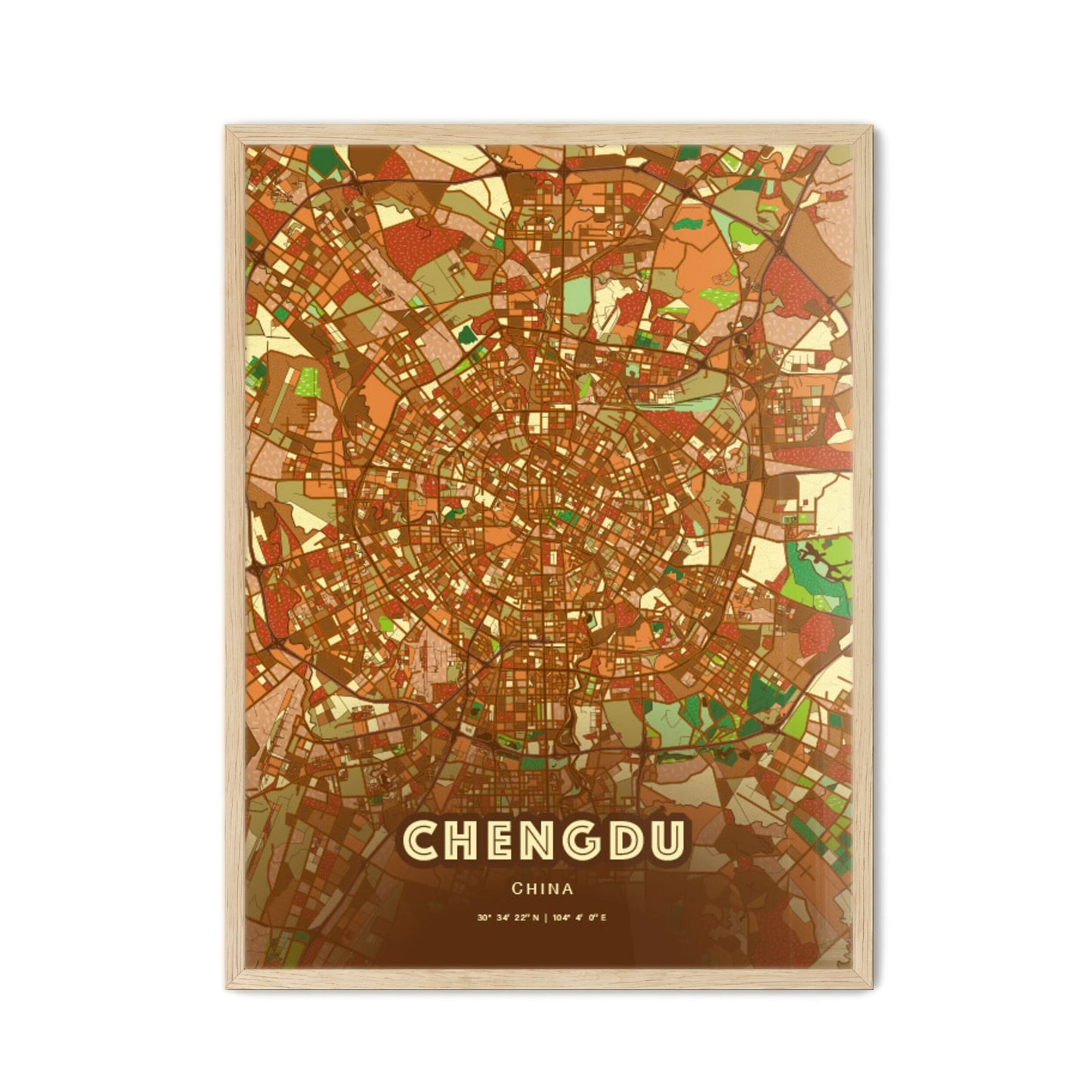 Colorful Chengdu China Fine Art Map Farmhouse