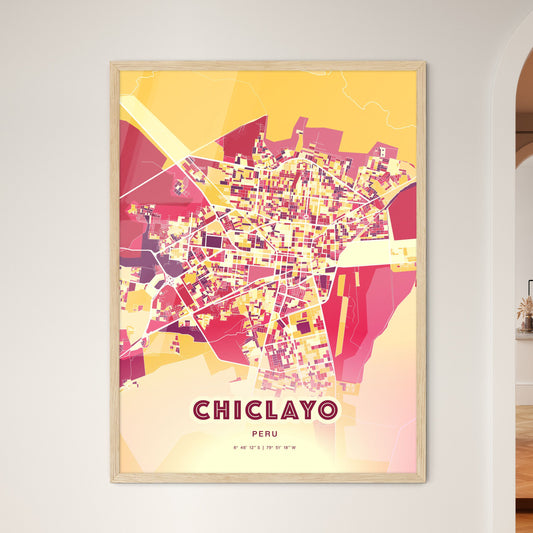 Colorful Chiclayo Peru Fine Art Map Hot Red