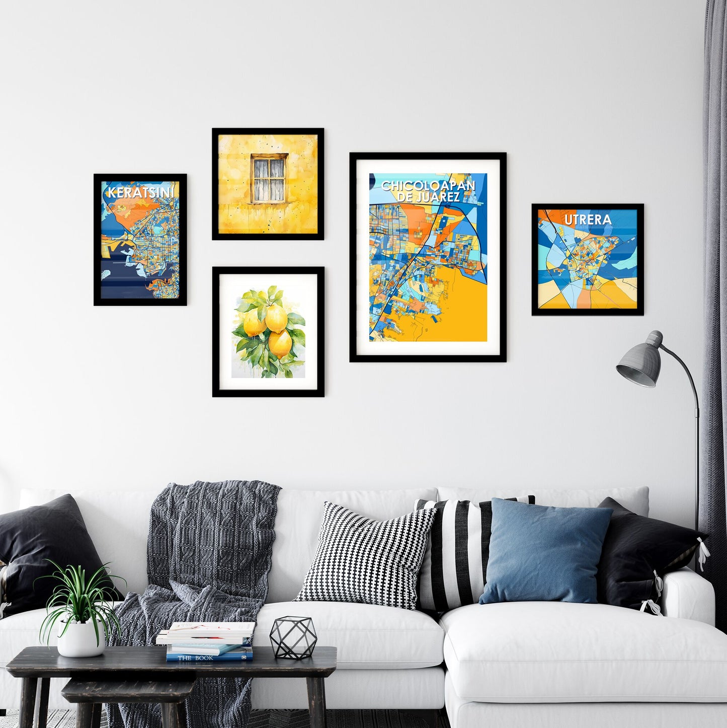 CHICOLOAPAN DE JUÁREZ MEXICO Vibrant Colorful Art Map Poster Blue Orange