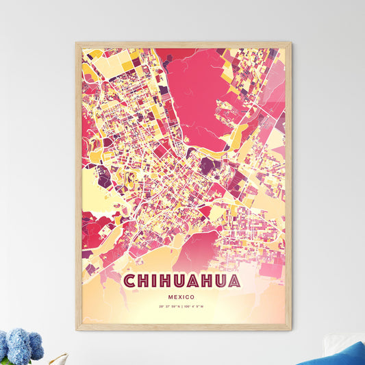 Colorful Chihuahua Mexico Fine Art Map Hot Red