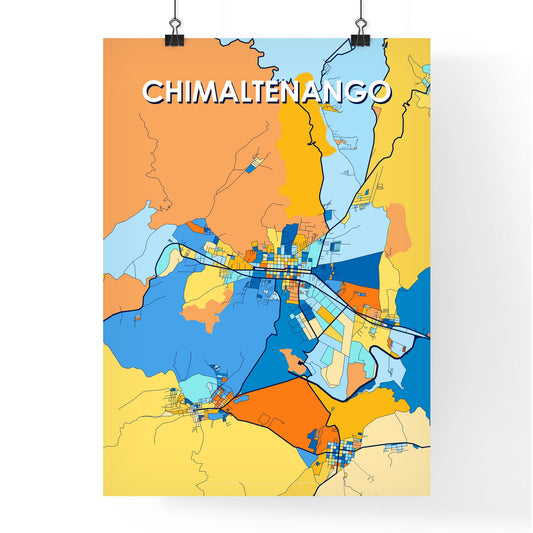 CHIMALTENANGO GUATEMALA Vibrant Colorful Art Map Poster Blue Orange