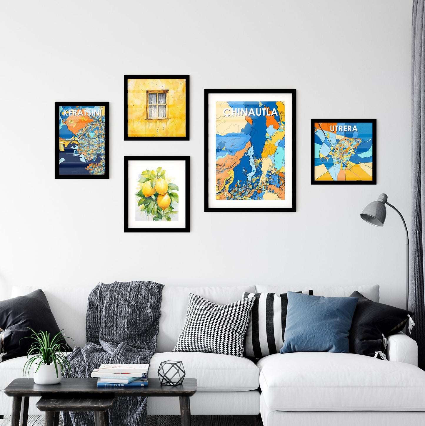 CHINAUTLA GUATEMALA Vibrant Colorful Art Map Poster Blue Orange