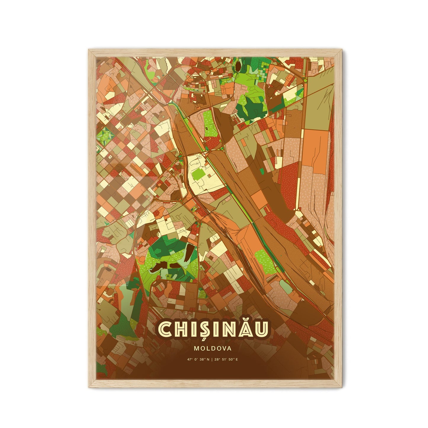 Colorful Chișinău Moldova Fine Art Map Farmhouse