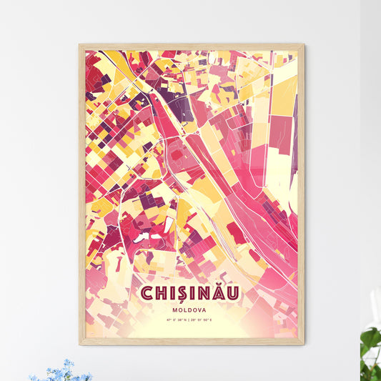 Colorful Chișinău Moldova Fine Art Map Hot Red