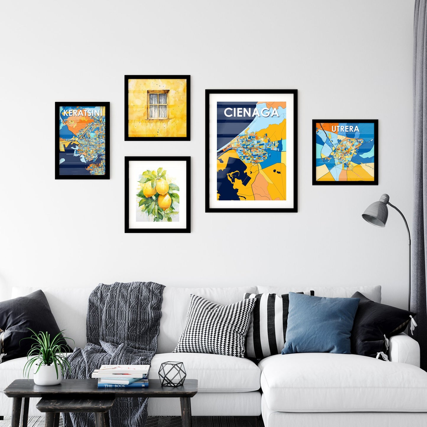 CIENAGA COLOMBIA Vibrant Colorful Art Map Poster Blue Orange