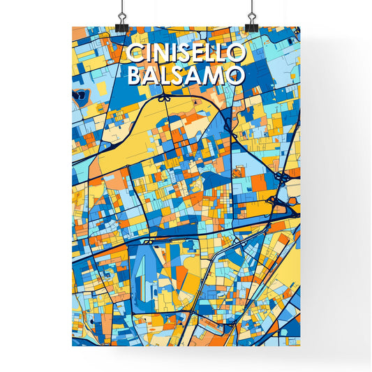 CINISELLO BALSAMO ITALY Vibrant Colorful Art Map Poster Blue Orange