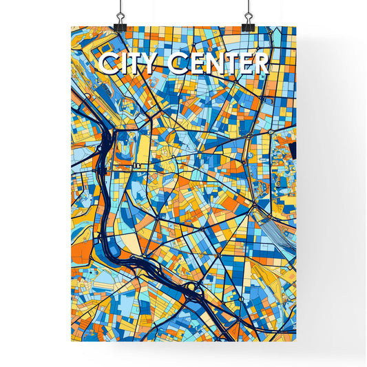 CITY CENTER SPAIN Vibrant Colorful Art Map Poster Blue Orange