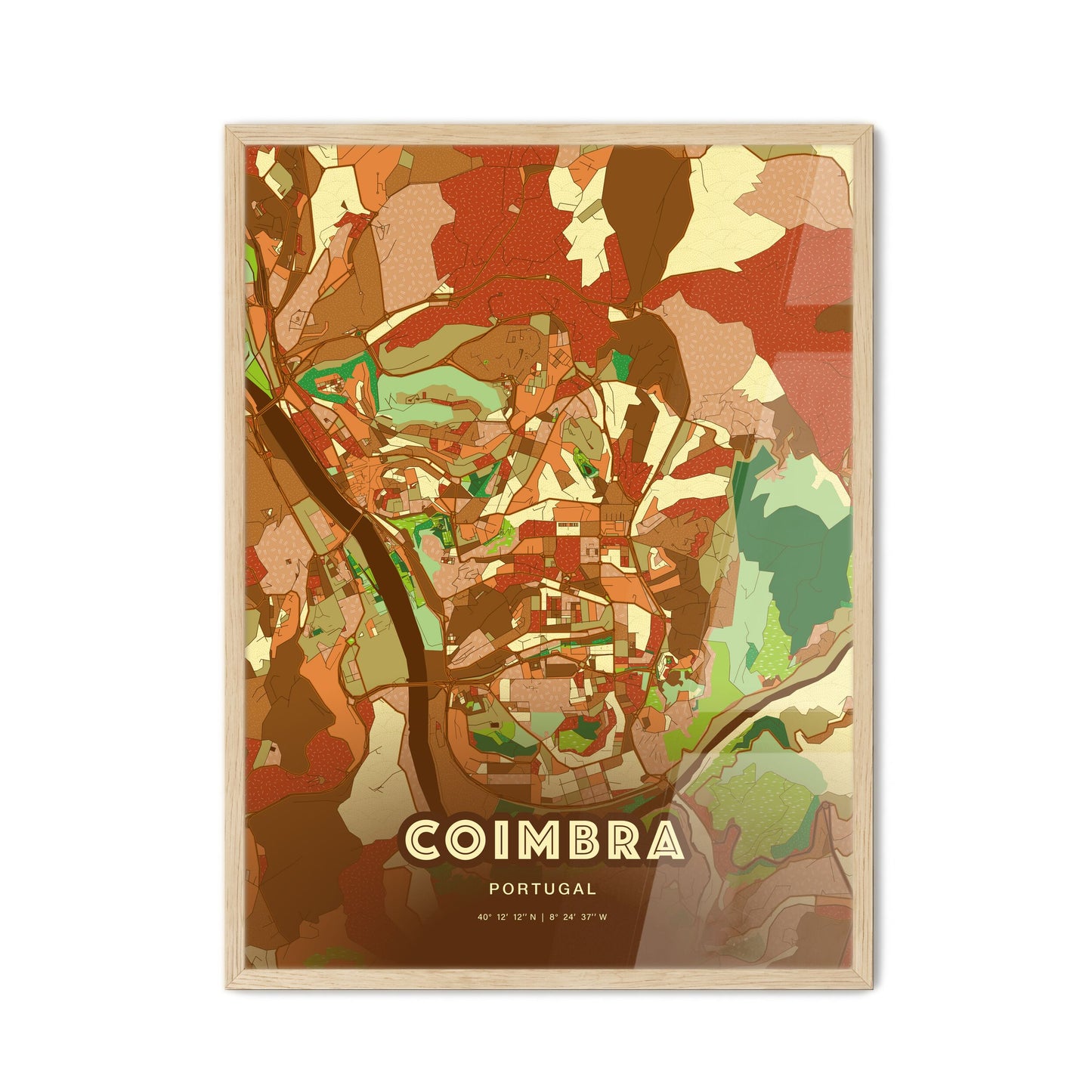 Colorful Coimbra Portugal Fine Art Map Farmhouse
