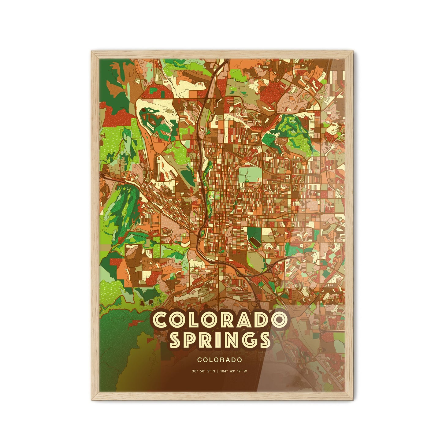 Colorful Colorado Springs Colorado Fine Art Map Farmhouse