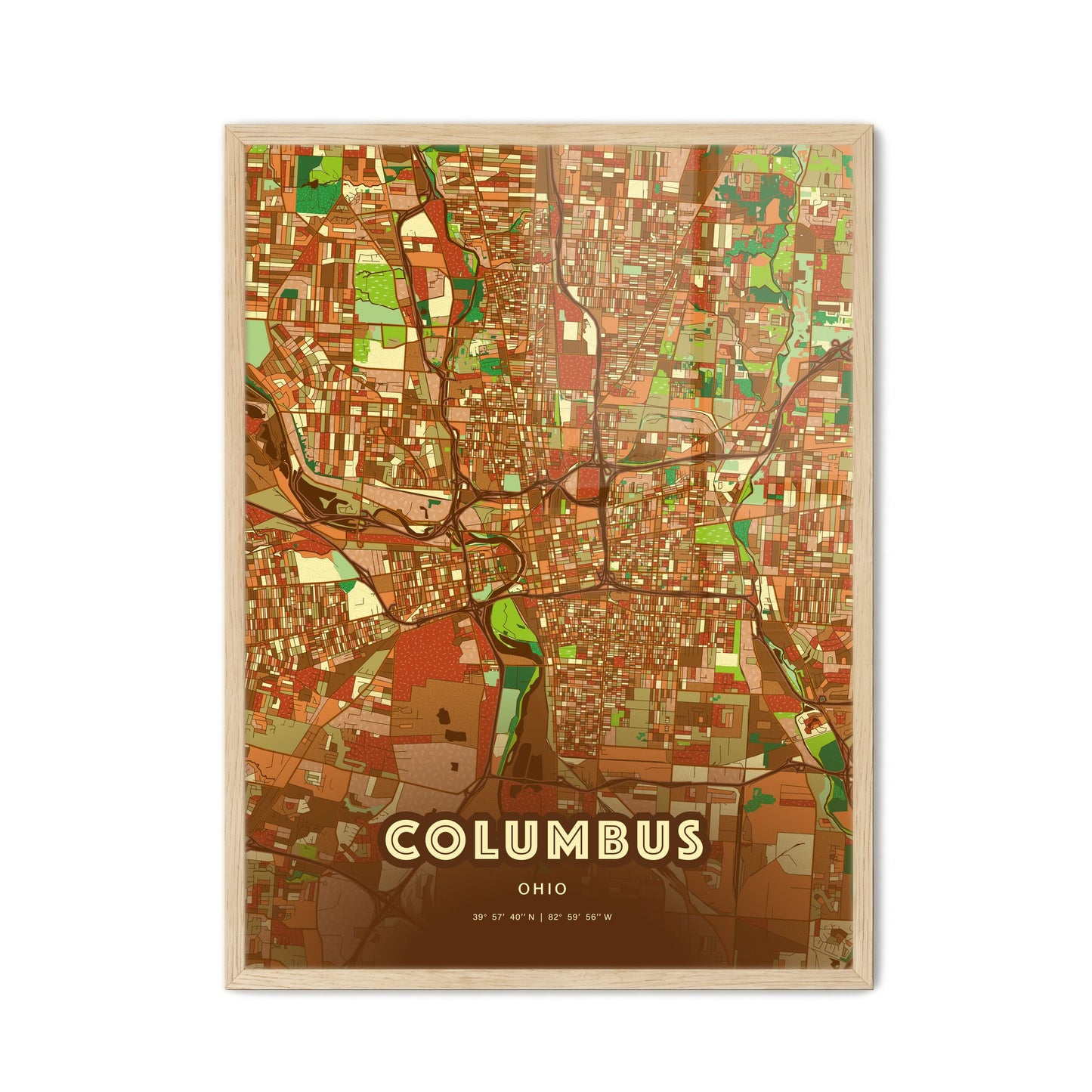Colorful Columbus Ohio Fine Art Map Farmhouse