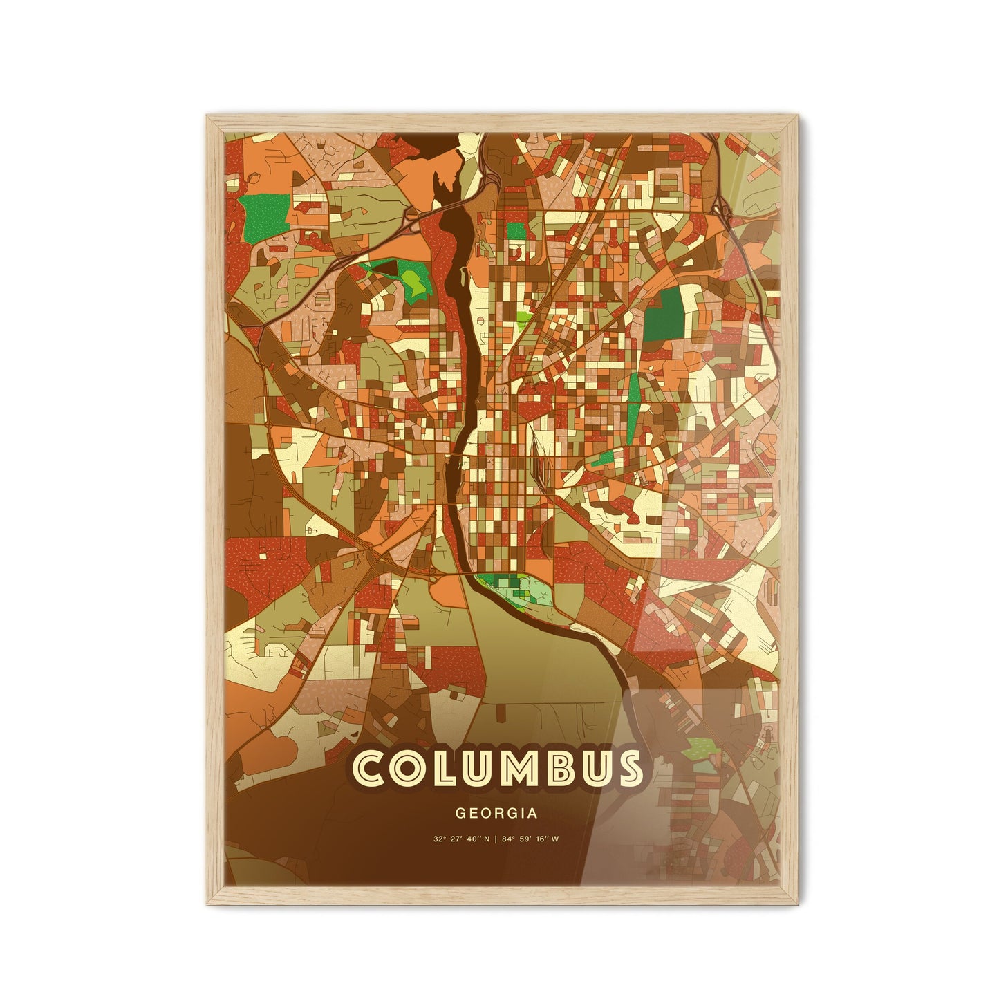 Colorful Columbus Georgia Fine Art Map Farmhouse