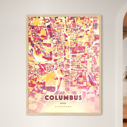 Colorful Columbus Ohio Fine Art Map Hot Red