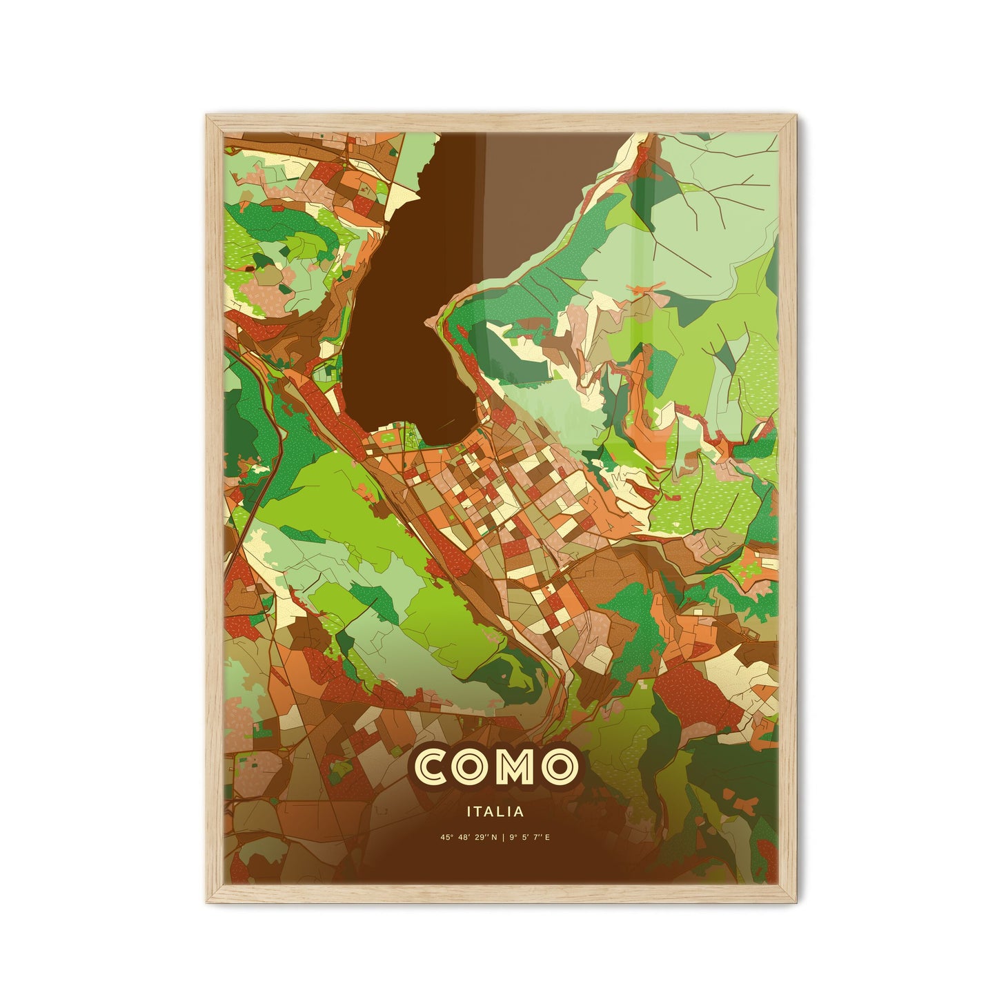 Colorful Como Italy Fine Art Map Farmhouse