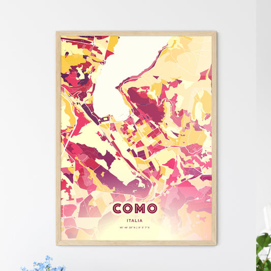 Colorful Como Italy Fine Art Map Hot Red