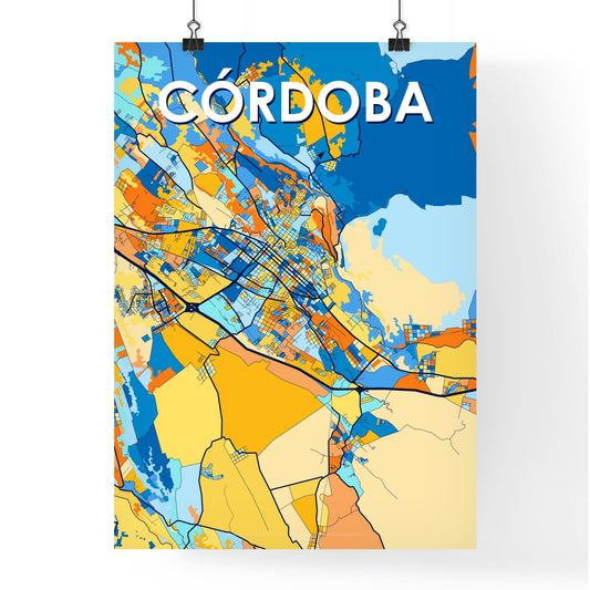 CÓRDOBA MEXICO Vibrant Colorful Art Map Poster Blue Orange