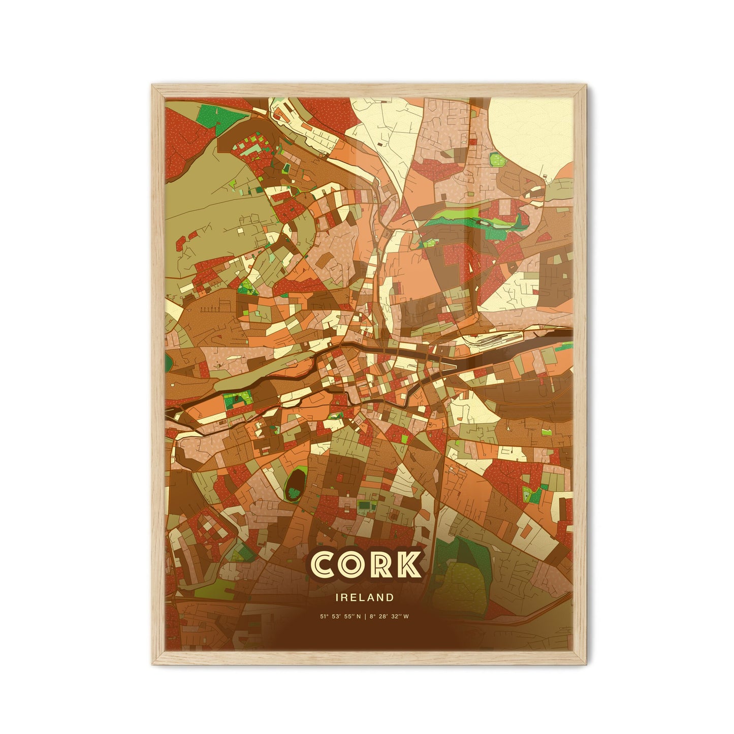 Colorful Cork Ireland Fine Art Map Farmhouse