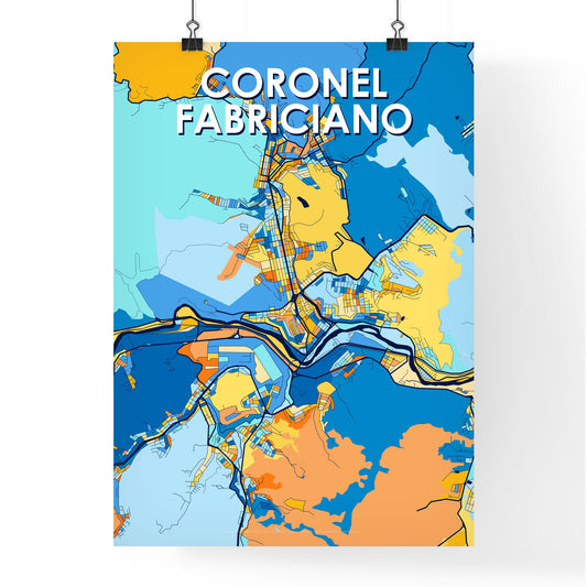 CORONEL FABRICIANO BRAZIL Vibrant Colorful Art Map Poster Blue Orange