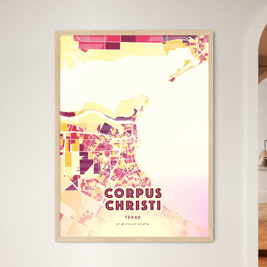Colorful Corpus Christi Texas Fine Art Map Hot Red