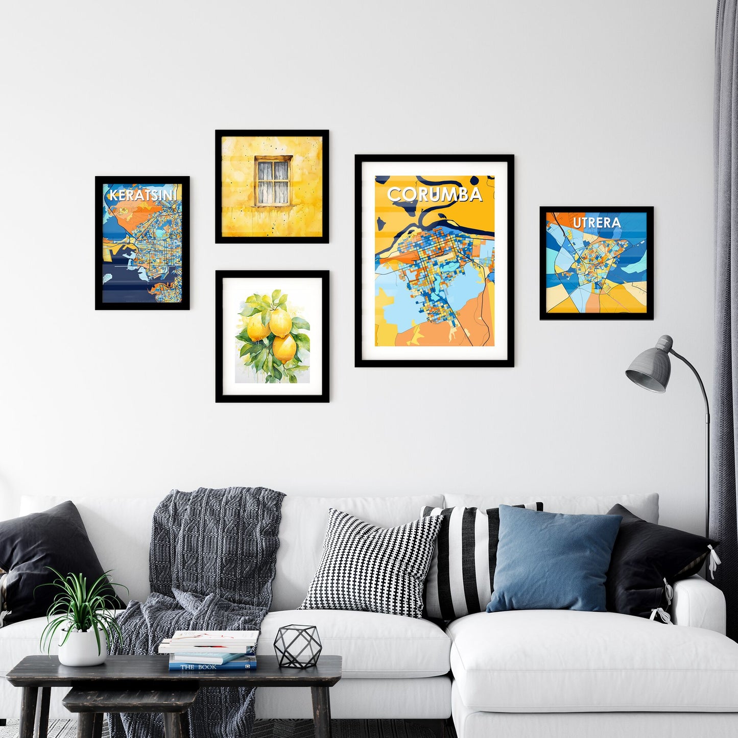 CORUMBA BRAZIL Vibrant Colorful Art Map Poster Blue Orange