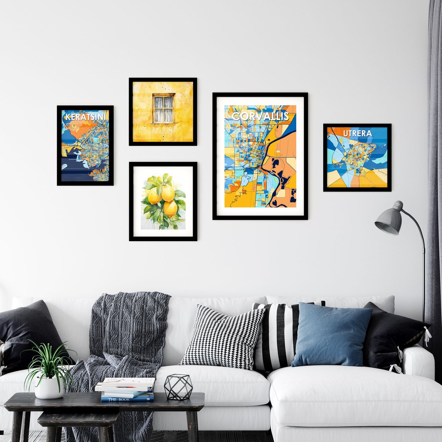 CORVALLIS OREGON Vibrant Colorful Art Map Poster Blue Orange