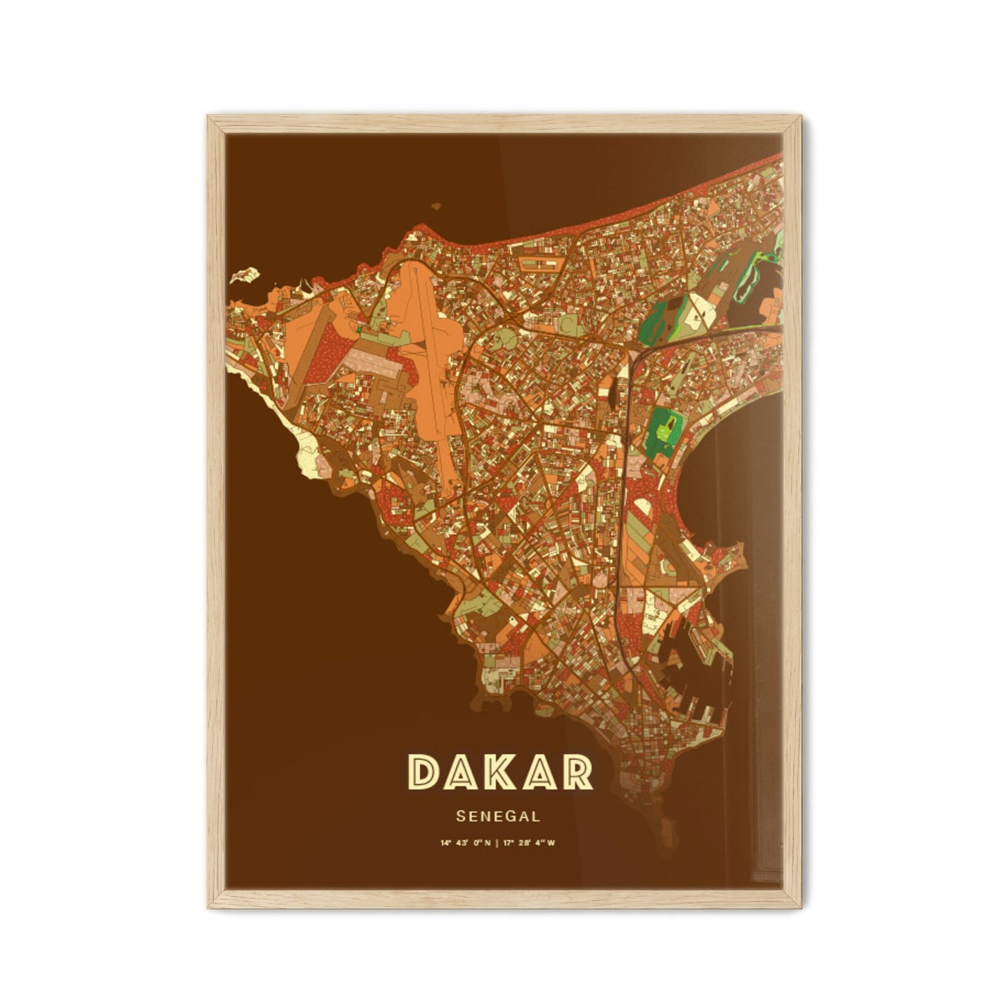 Colorful Dakar Senegal Fine Art Map Farmhouse