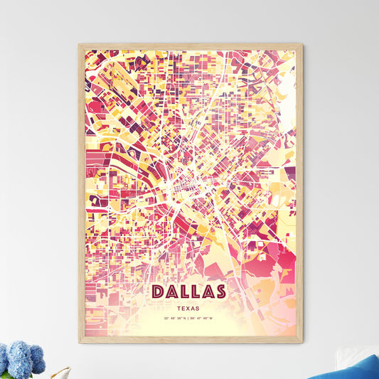 Colorful Dallas Texas Fine Art Map Hot Red