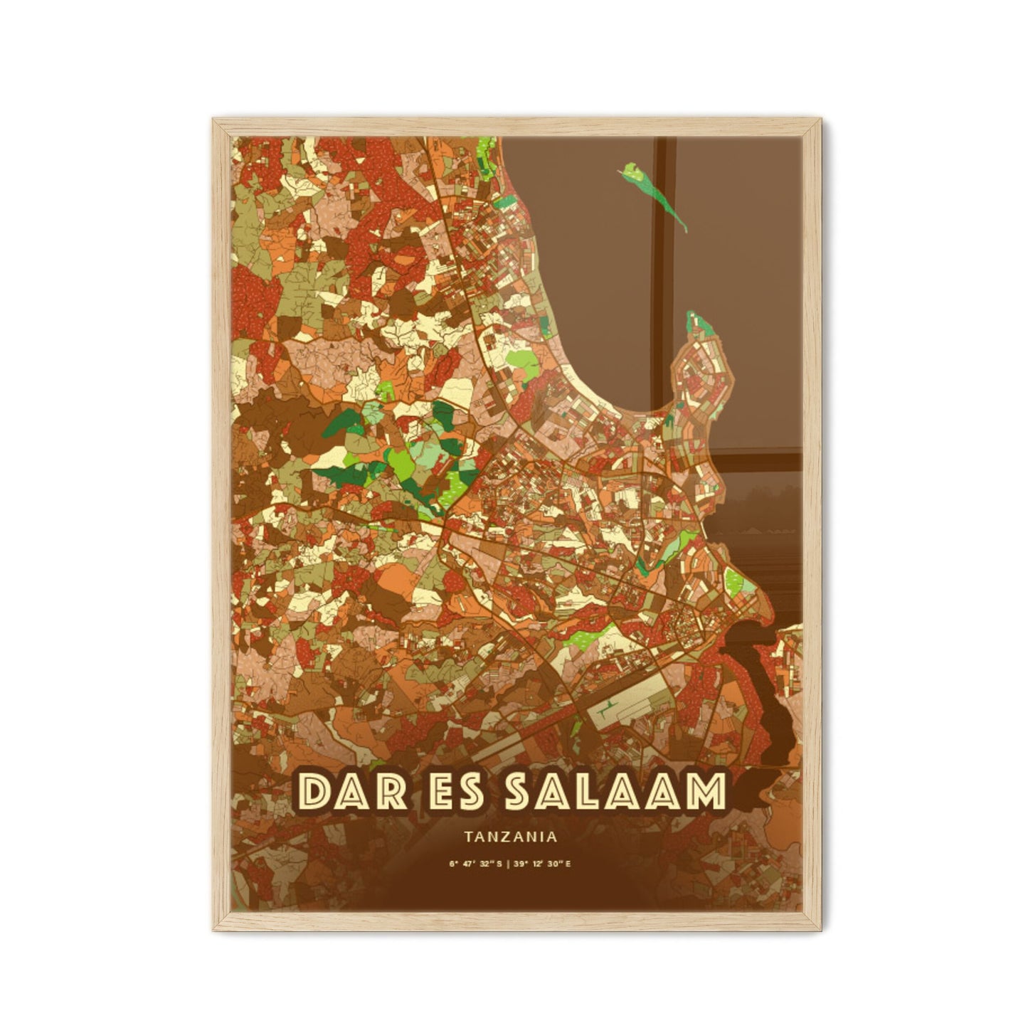 Colorful Dar Es Salaam Tanzania Fine Art Map Farmhouse