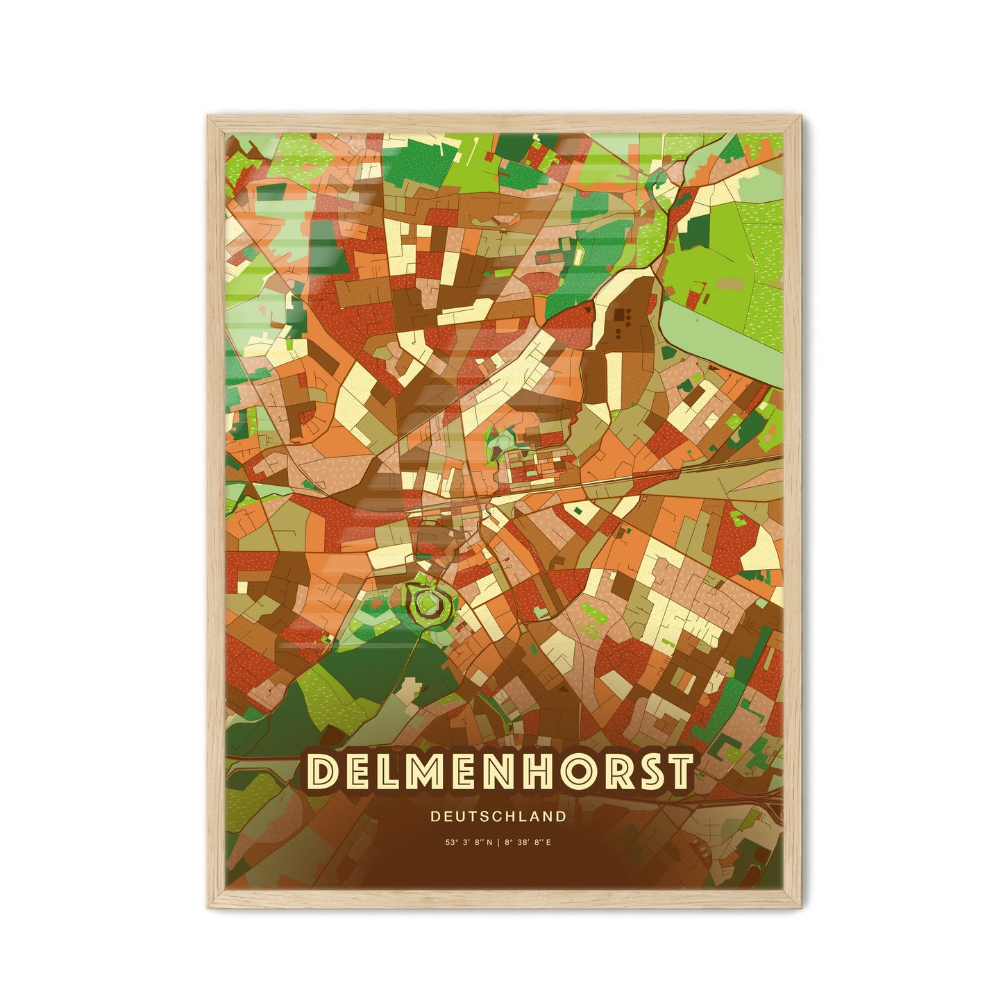Colorful Delmenhorst Germany Fine Art Map Farmhouse