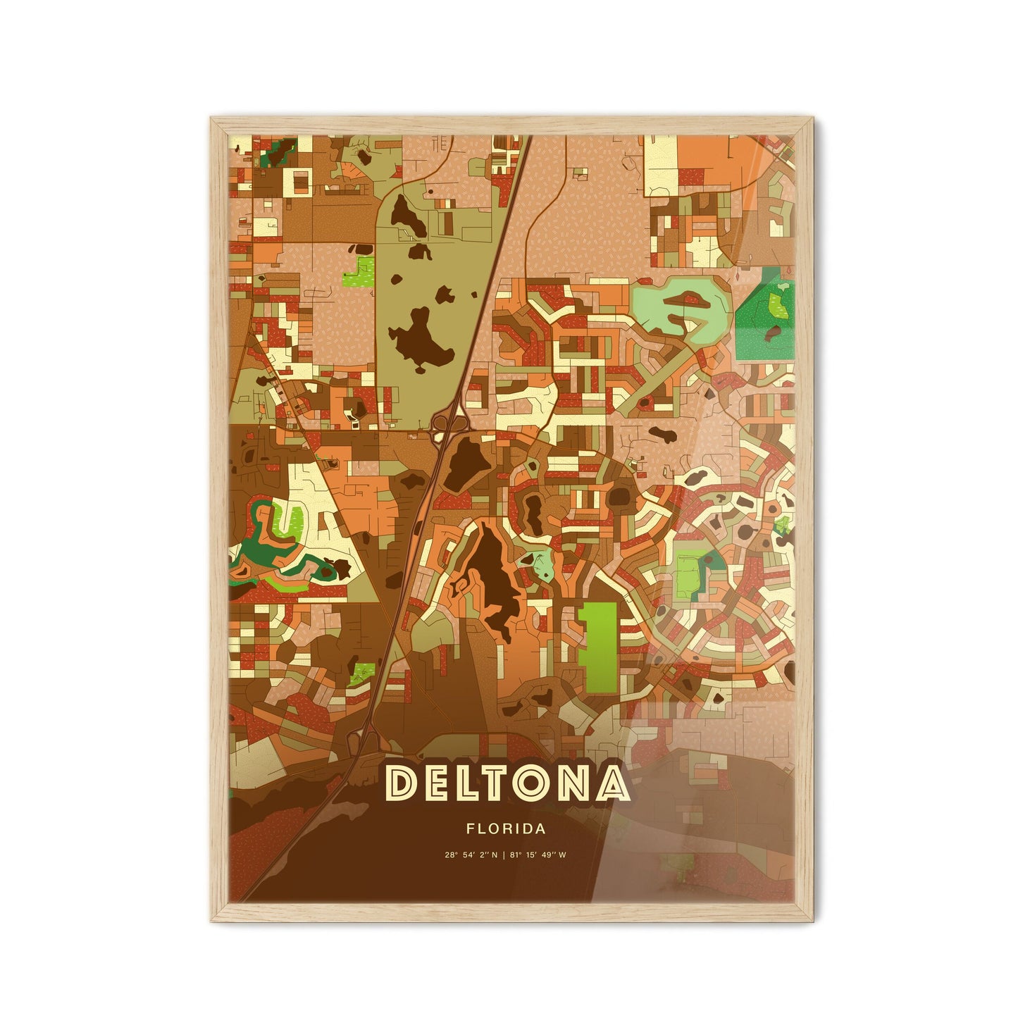 Colorful Deltona Florida Fine Art Map Farmhouse