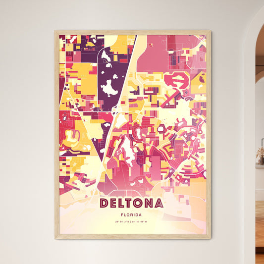 Colorful Deltona Florida Fine Art Map Hot Red