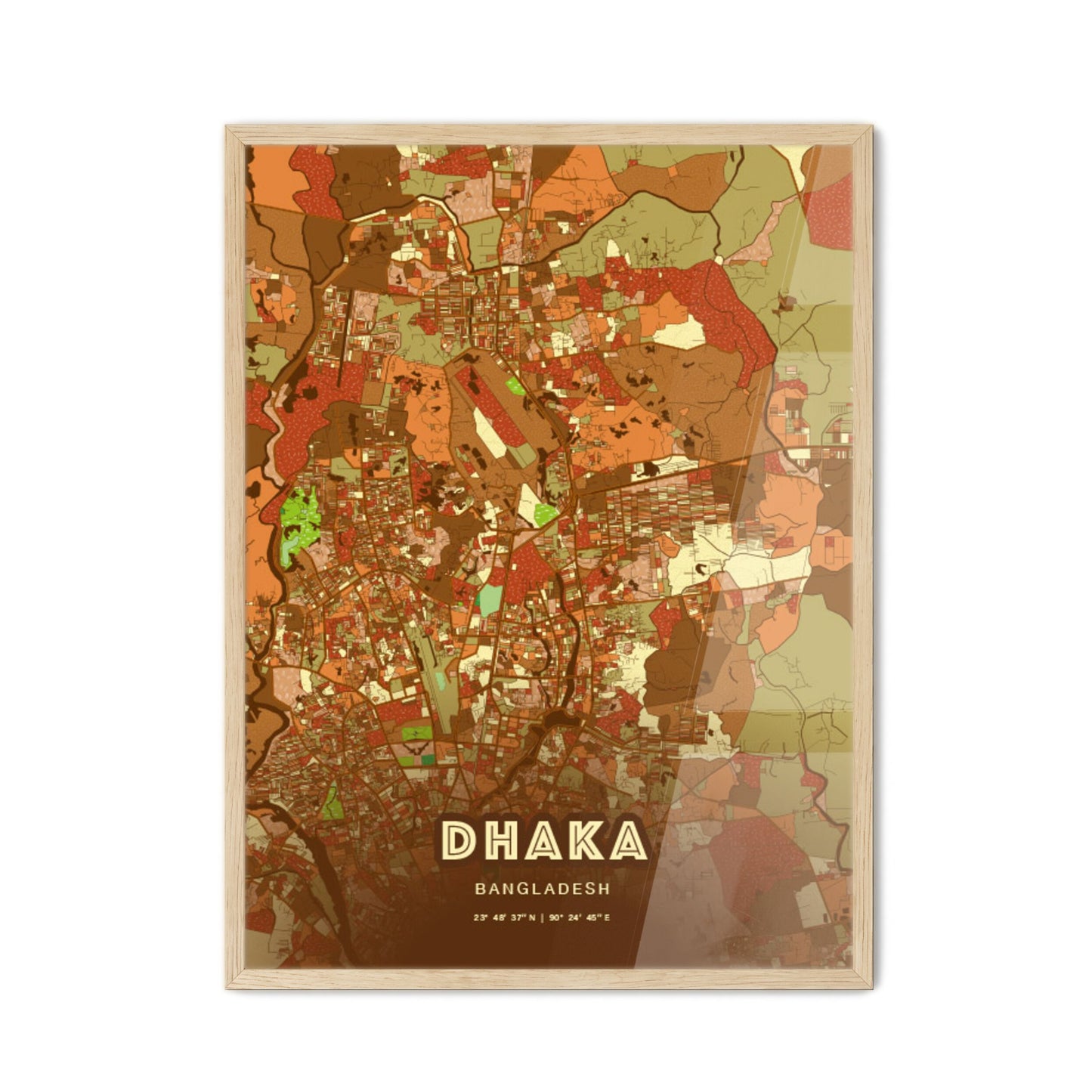 Colorful Dhaka Bangladesh Fine Art Map Farmhouse