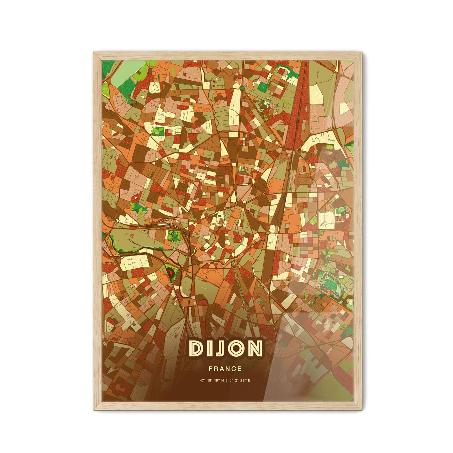 Colorful Dijon France Fine Art Map Farmhouse