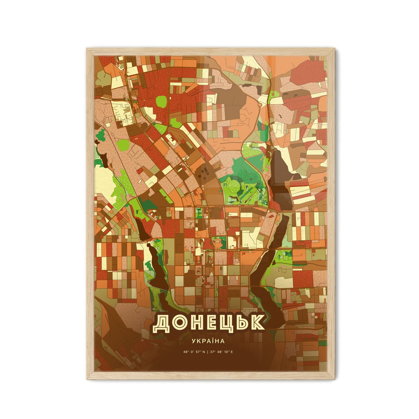 Colorful Donetsk Ukraine Fine Art Map Farmhouse