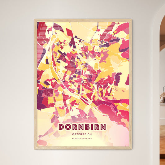 Colorful Dornbirn Austria Fine Art Map Hot Red