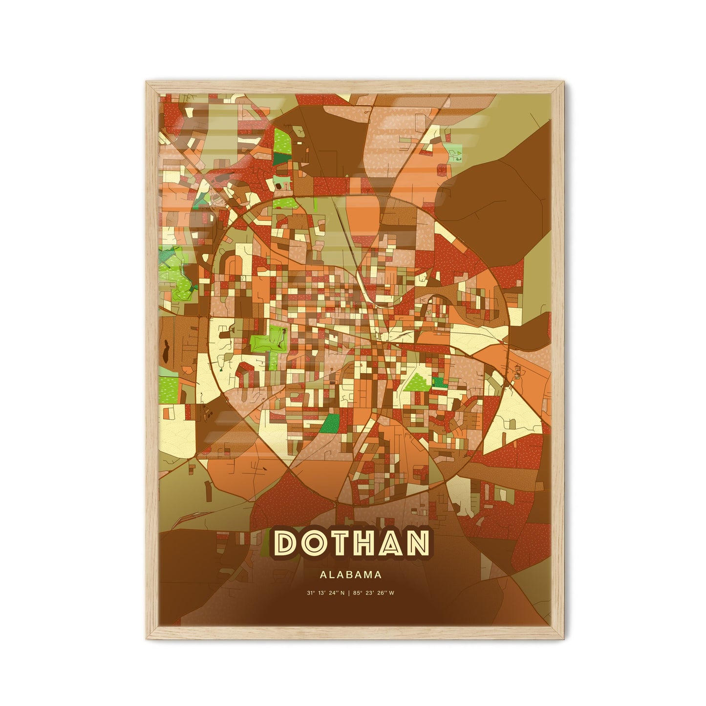 Colorful Dothan Alabama Fine Art Map Farmhouse