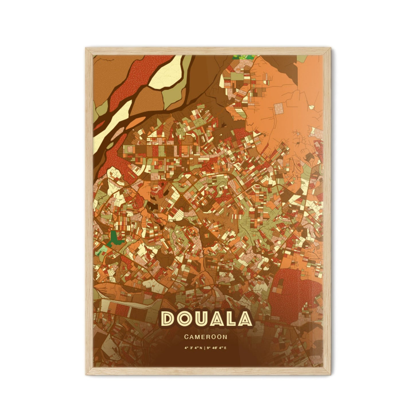 Colorful Douala Cameroon Fine Art Map Farmhouse