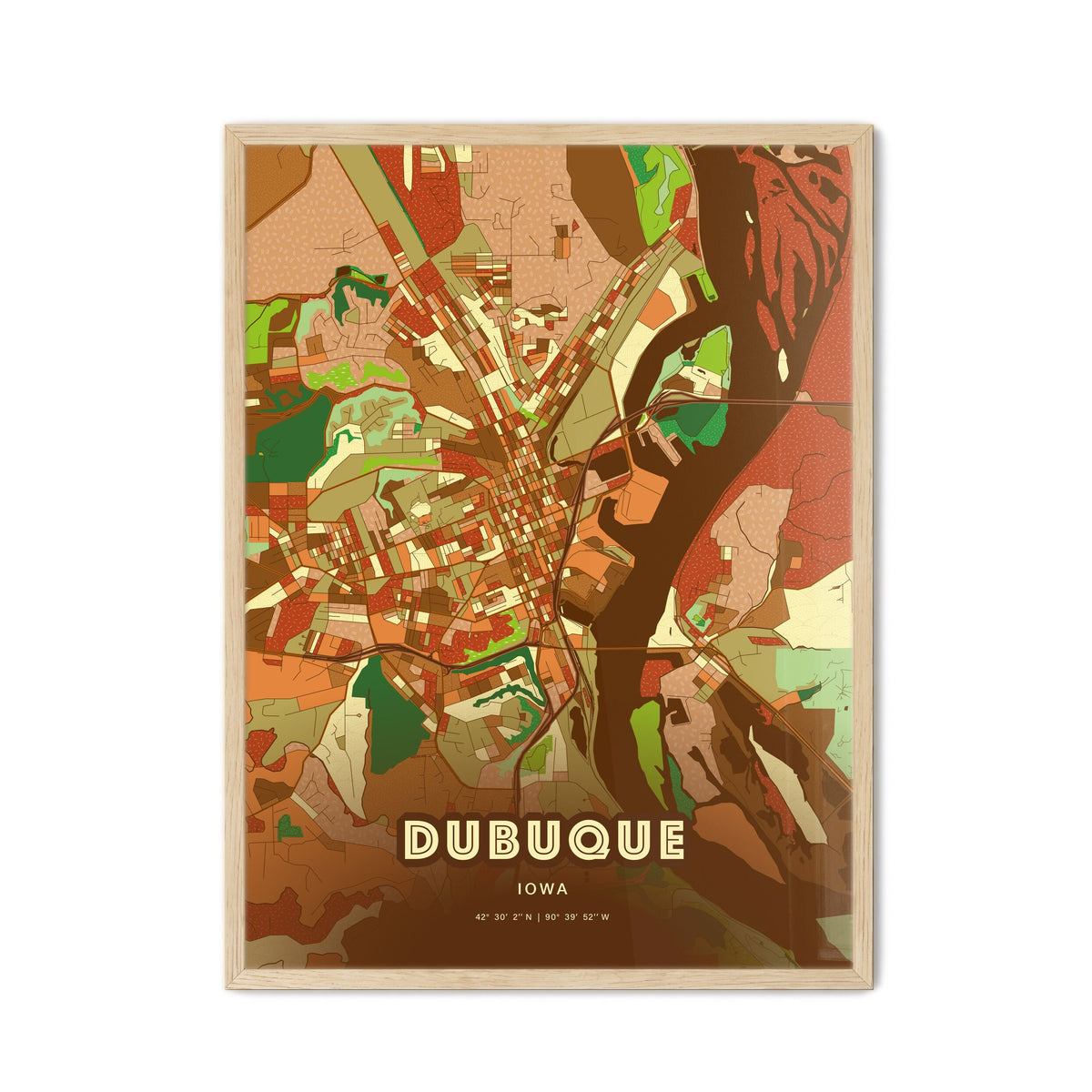 Colorful Dubuque Iowa Fine Art Map Farmhouse