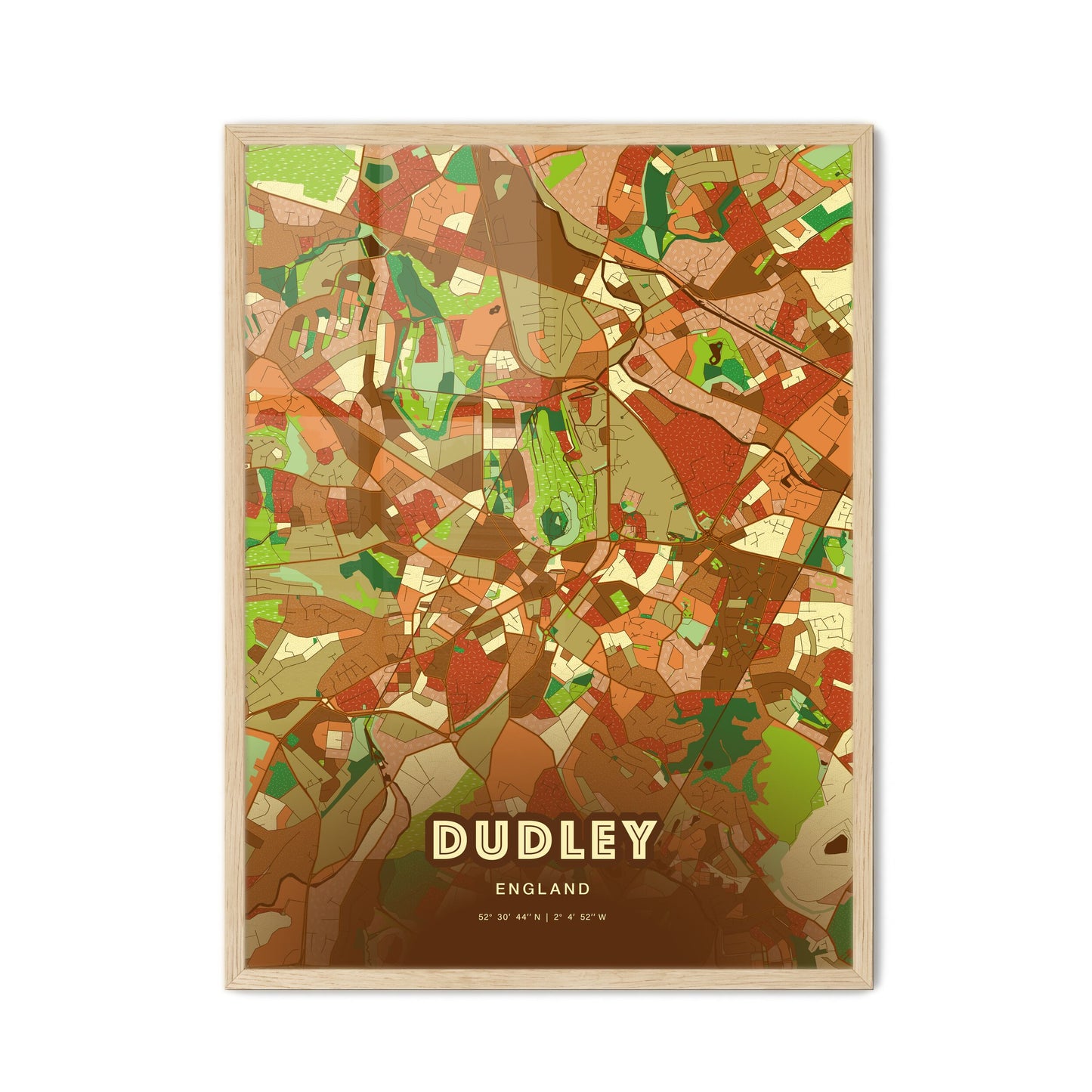 Colorful Dudley England Fine Art Map Farmhouse