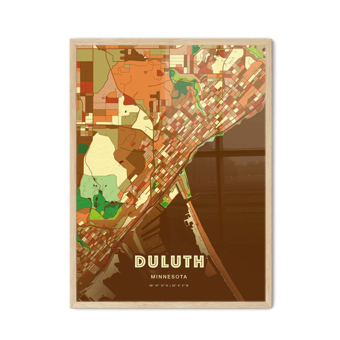 Colorful Duluth Minnesota Fine Art Map Farmhouse
